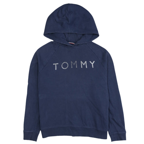 Tommy Hilfiger Womens Navy Blue Pullover Hoodie XL Cotton Logo