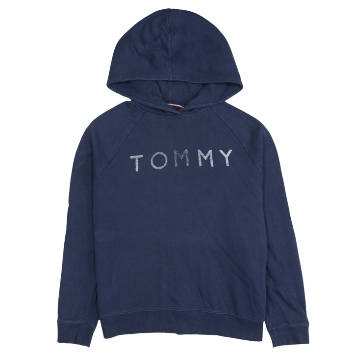 Tommy Hilfiger Womens Navy Blue Pullover Hoodie XL Cotton Logo