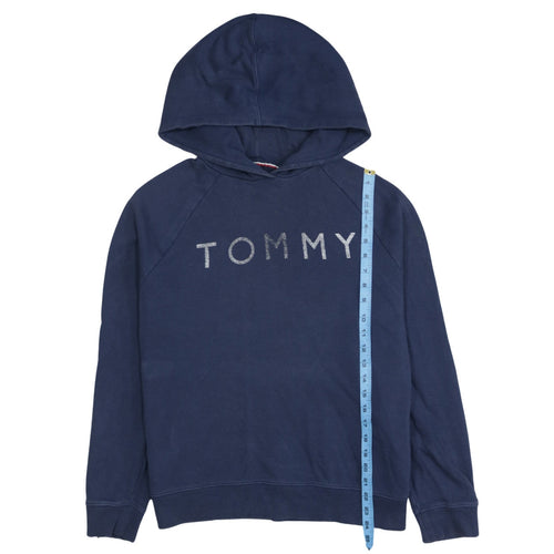 Tommy Hilfiger Womens Navy Blue Pullover Hoodie XL Cotton Logo