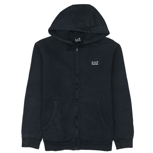 Emporio Armani EA7 Womens Black Full Zip Hoodie XL Relaxed Fit