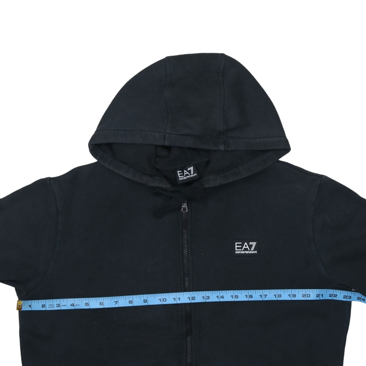 Emporio Armani EA7 Womens Black Full Zip Hoodie XL Relaxed Fit