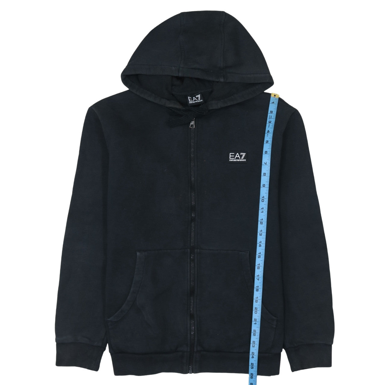 Emporio Armani EA7 Womens Black Full Zip Hoodie XL Relaxed Fit