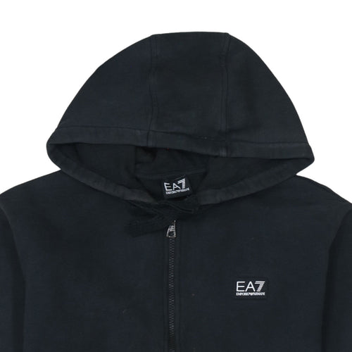 Emporio Armani EA7 Womens Black Full Zip Hoodie XL Relaxed Fit
