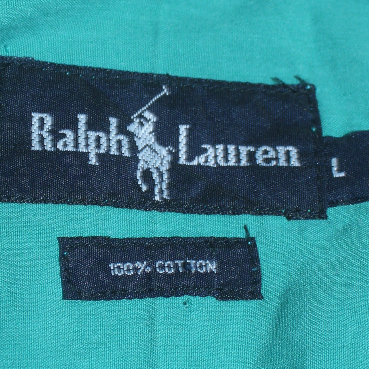 Ralph Lauren Men's Green Long Sleeve Button-Down Cotton Shirt L