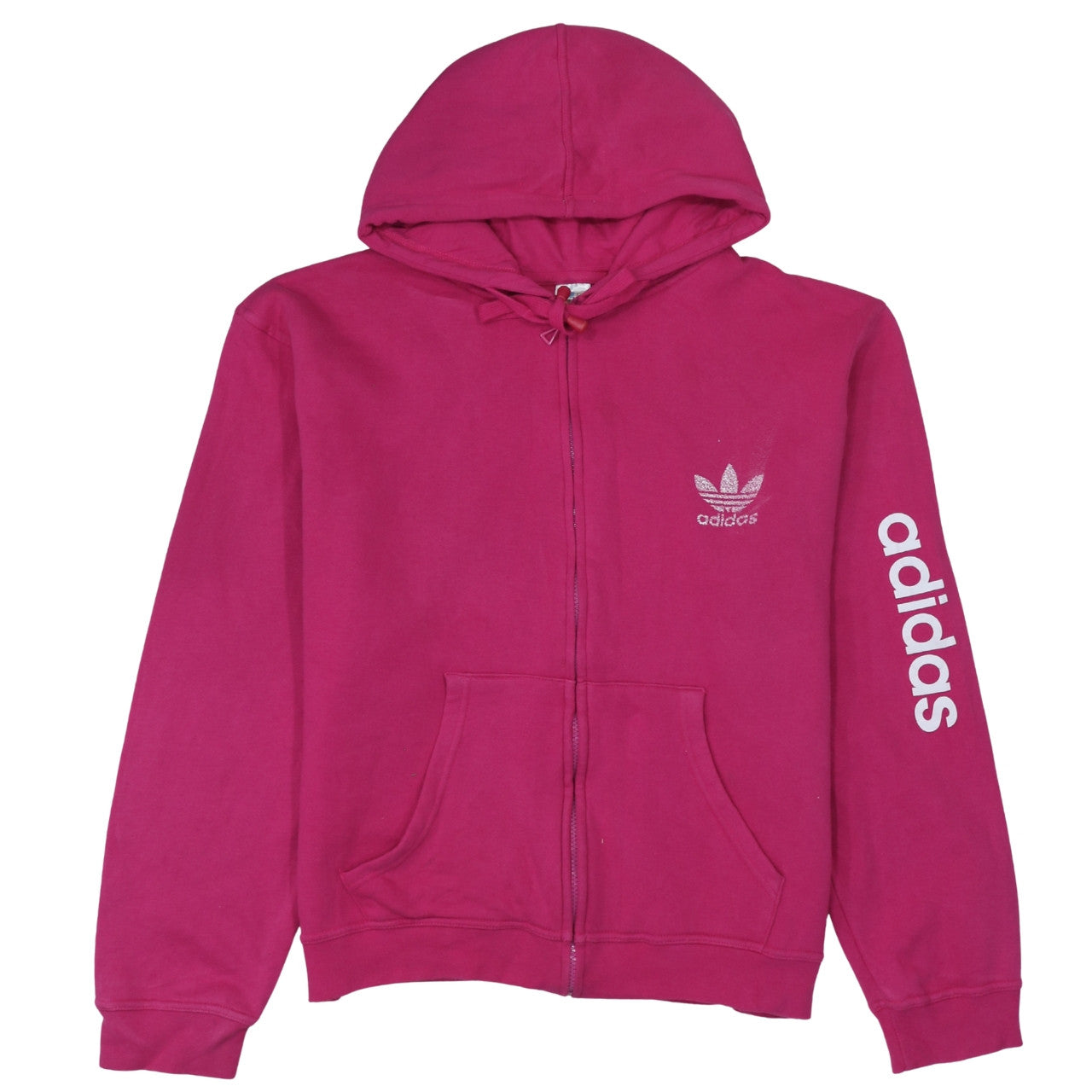 Adidas Women’s Pink Full Zip Hoodie Size 2XL Logo Print Casual