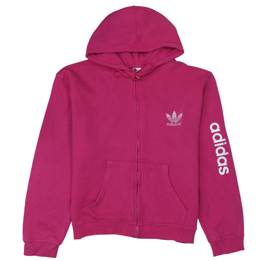 Adidas Women’s Pink Full Zip Hoodie Size 2XL Logo Print Casual