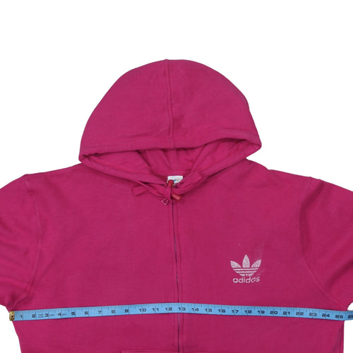 Adidas Women’s Pink Full Zip Hoodie Size 2XL Logo Print Casual