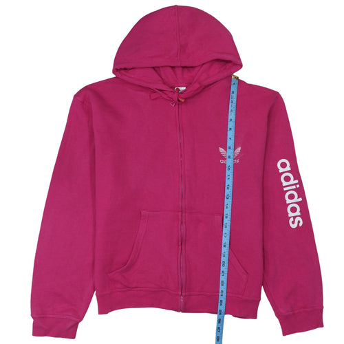 Adidas Women’s Pink Full Zip Hoodie Size 2XL Logo Print Casual