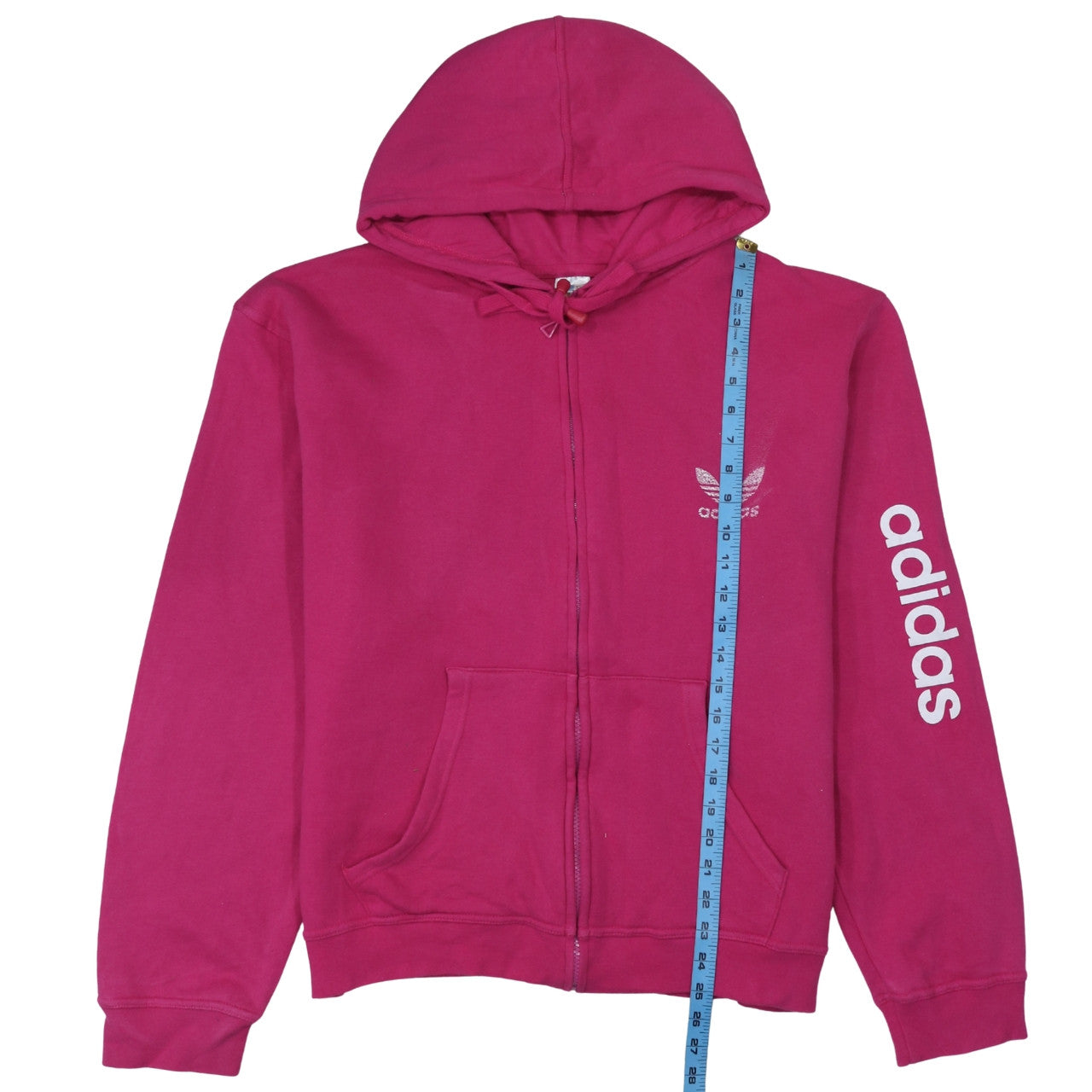 Adidas Women’s Pink Full Zip Hoodie Size 2XL Logo Print Casual