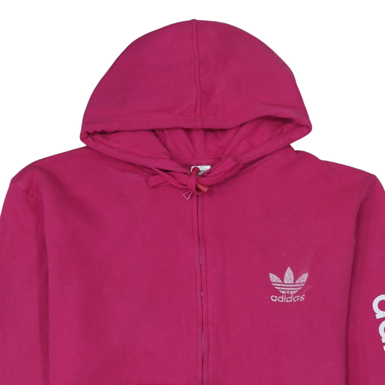 Adidas Women’s Pink Full Zip Hoodie Size 2XL Logo Print Casual