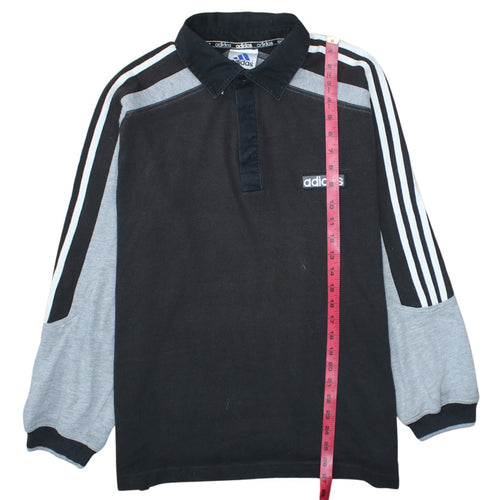 Adidas Men's Black Long Sleeve Collared Sports T-Shirt Size M