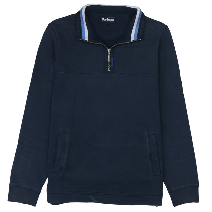 Barbour Men Blue L 1/4 Zip Cotton Sweatshirt Pullover
