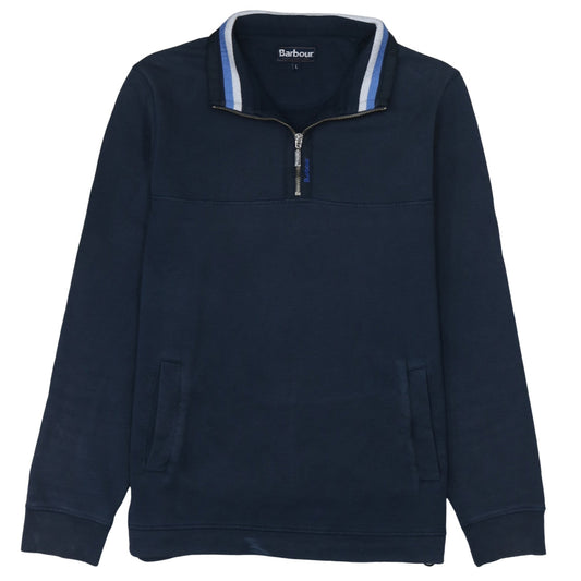 Barbour Men Blue L 1/4 Zip Cotton Sweatshirt Pullover