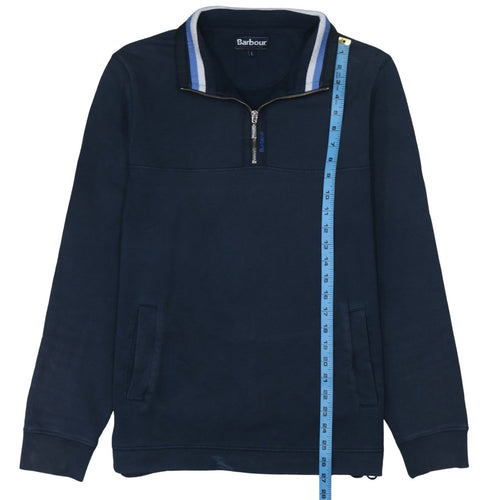 Barbour Men Blue L 1/4 Zip Cotton Sweatshirt Pullover
