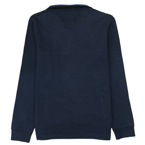 Barbour Men Blue L 1/4 Zip Cotton Sweatshirt Pullover