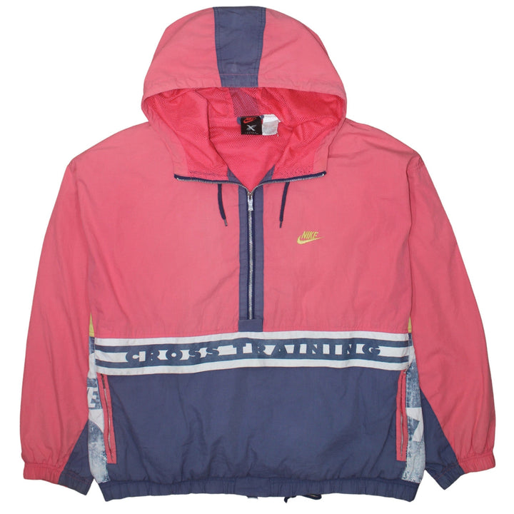 Nike Women’s Pink Cross Training Windbreaker Jacket L Hooded 90s Retro