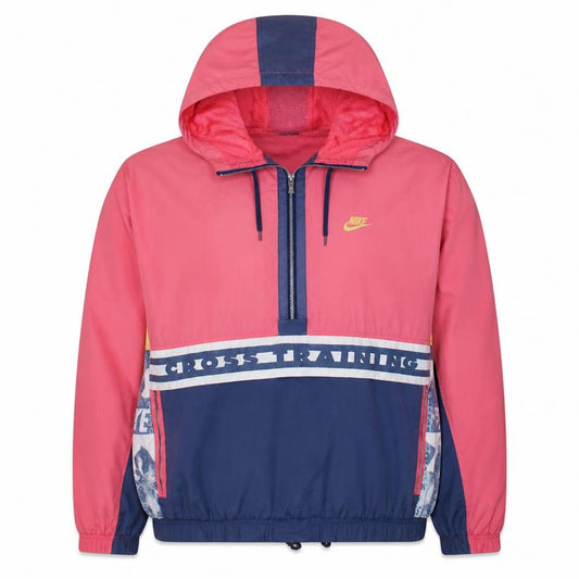 Nike Women’s Pink Cross Training Windbreaker Jacket L Hooded 90s Retro