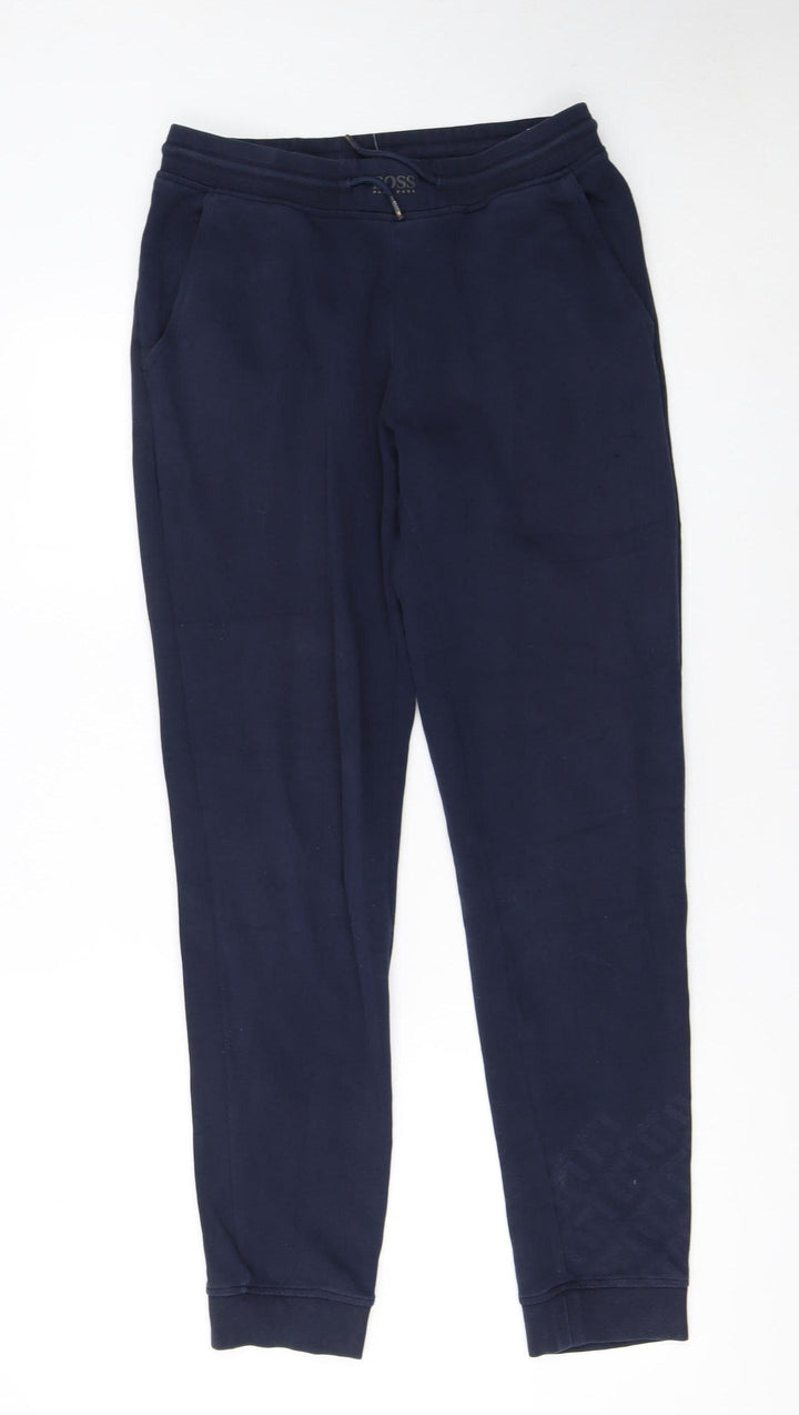 Hugo Boss Boys Blue Jogger Trousers 16 Years Elastic Waist Cotton Blend