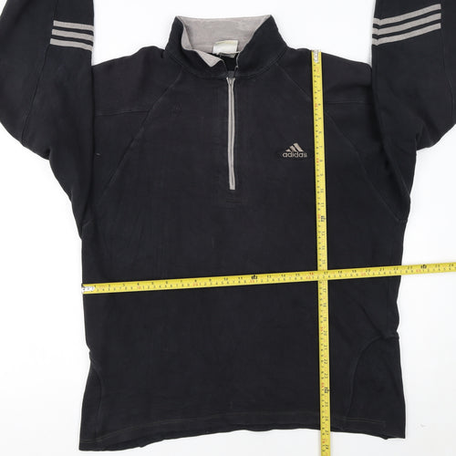 Adidas Mens Black M Henley 1/4 Zip Sweatshirt Vintage Sportswear