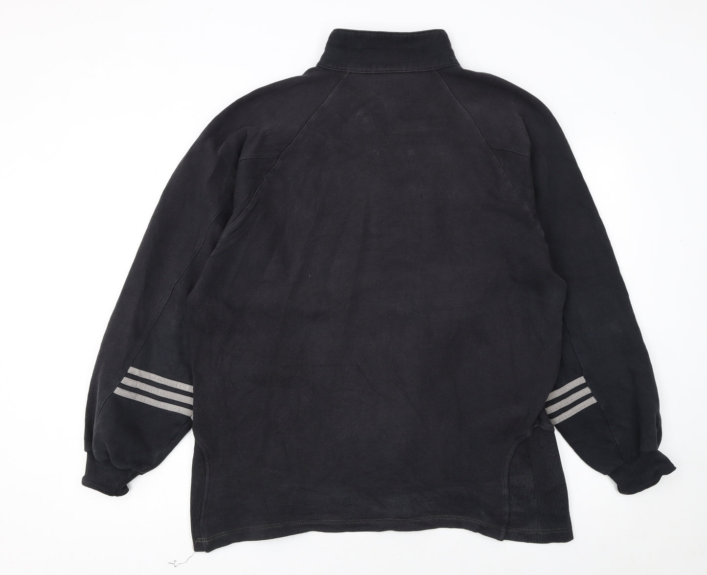 Adidas Mens Black M Henley 1/4 Zip Sweatshirt Vintage Sportswear