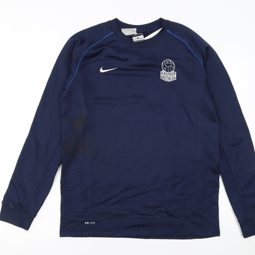 Nike Boys Navy Blue Crew Neck Dri-FIT Sweatshirt XL 13-15 Years Football