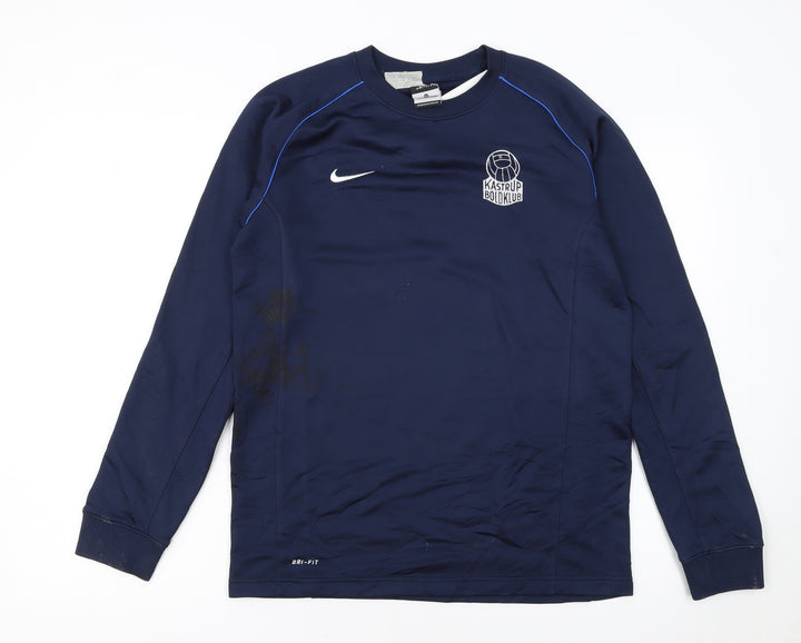 Nike Boys Navy Blue Crew Neck Dri-FIT Sweatshirt XL 13-15 Years Football
