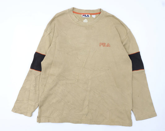 Fila Mens Beige Crew Neck Long Sleeve Sweatshirt Size M