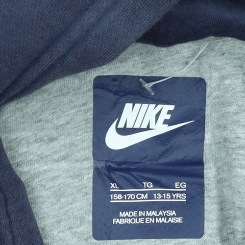 Nike Boys Navy Blue Hoodie XL 13-15 Years Cotton Blend Pullover