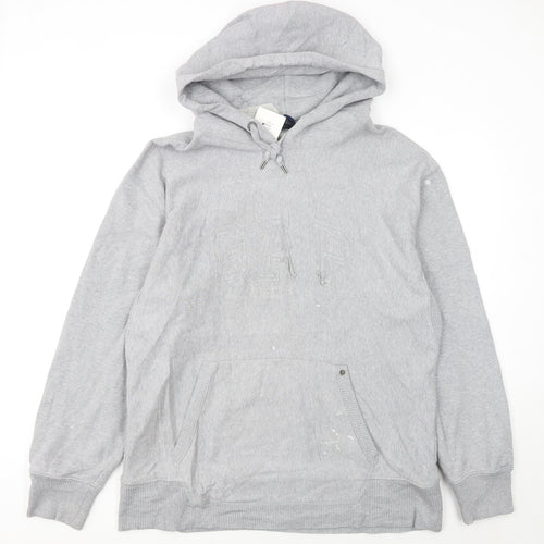 GAP Men's Grey Pullover Hoodie L Classic Logo Fleece Sweatshirt