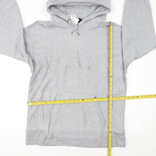 GAP Men's Grey Pullover Hoodie L Classic Logo Fleece Sweatshirt