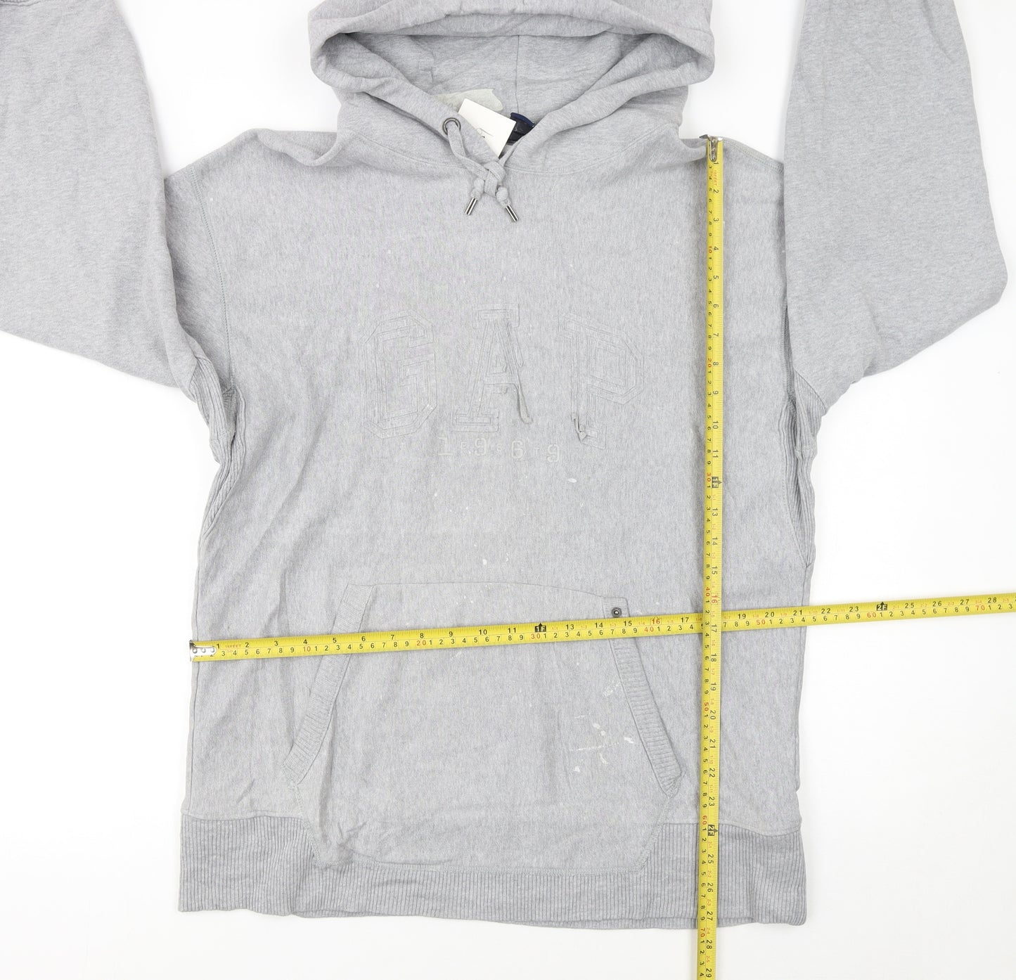 GAP Men's Grey Pullover Hoodie L Classic Logo Fleece Sweatshirt
