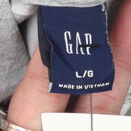 GAP Men's Grey Pullover Hoodie L Classic Logo Fleece Sweatshirt