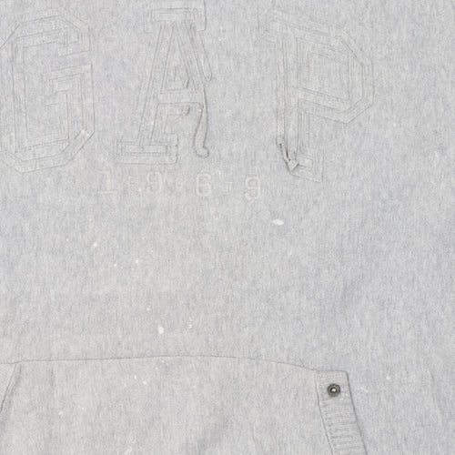 GAP Men's Grey Pullover Hoodie L Classic Logo Fleece Sweatshirt