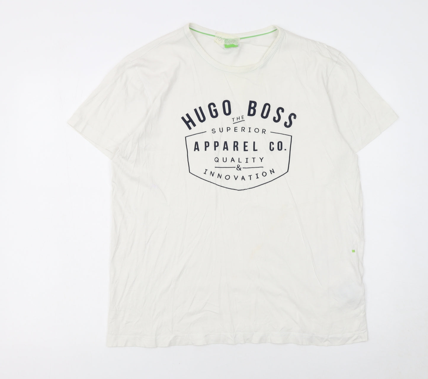 Hugo Boss Men's White Cotton Logo T-Shirt Size L Regular Fit