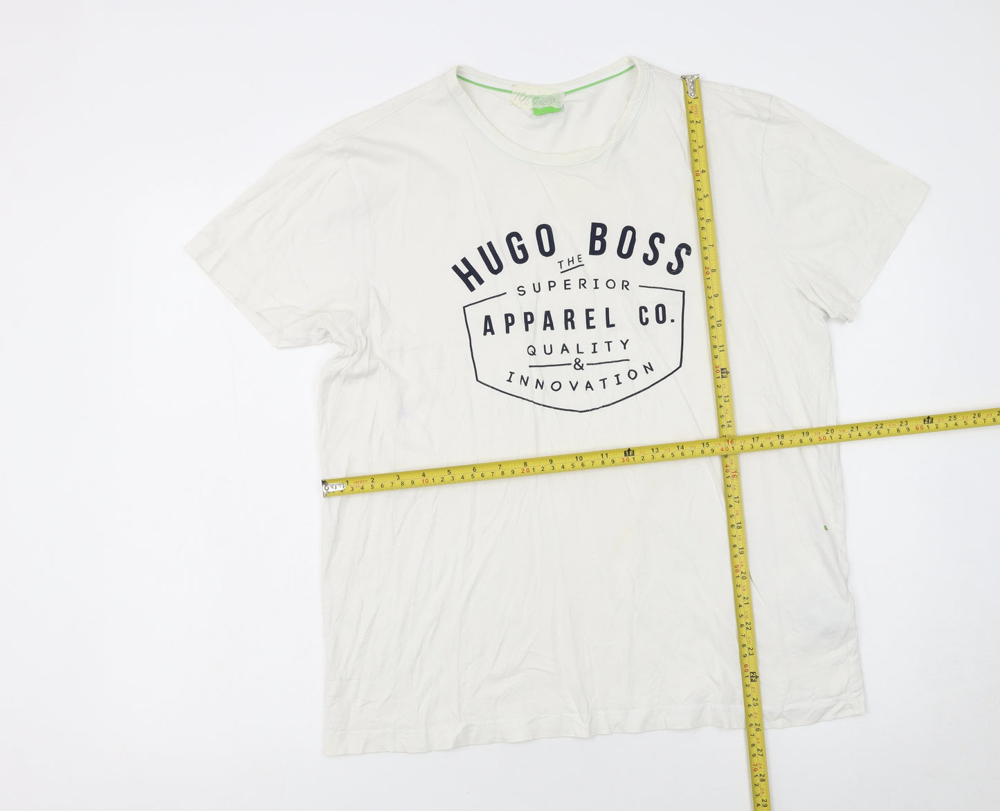 Hugo Boss Men's White Cotton Logo T-Shirt Size L Regular Fit