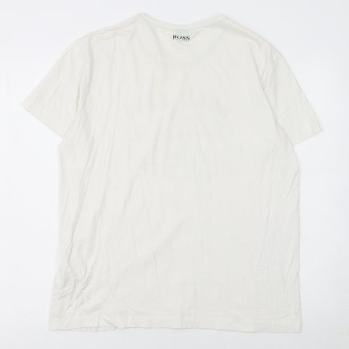 Hugo Boss Men's White Cotton Logo T-Shirt Size L Regular Fit
