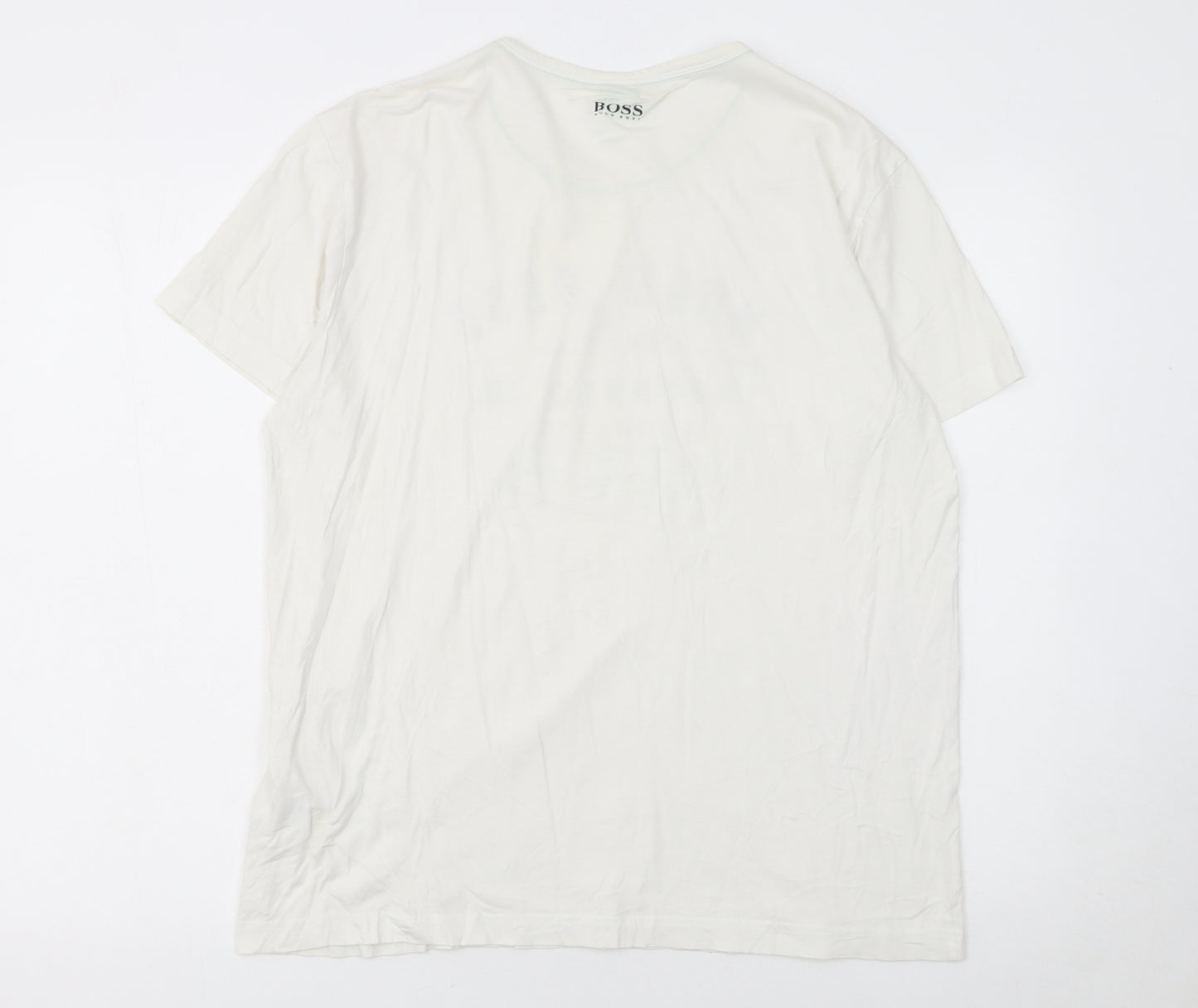 Hugo Boss Men's White Cotton Logo T-Shirt Size L Regular Fit