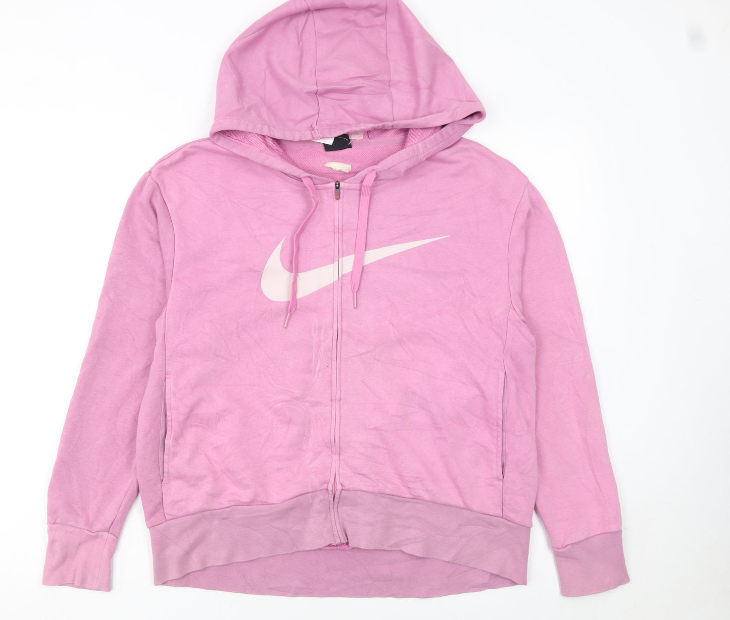 Nike Women's Pink Full Zip Hoodie Small Dri-Fit Logo Casual