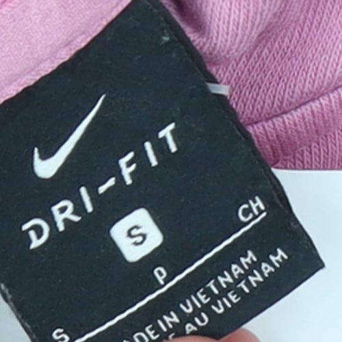 Nike Women's Pink Full Zip Hoodie Small Dri-Fit Logo Casual