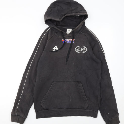 Adidas Men's Black Small Pullover Hoodie with Logo and Pouch Pocket