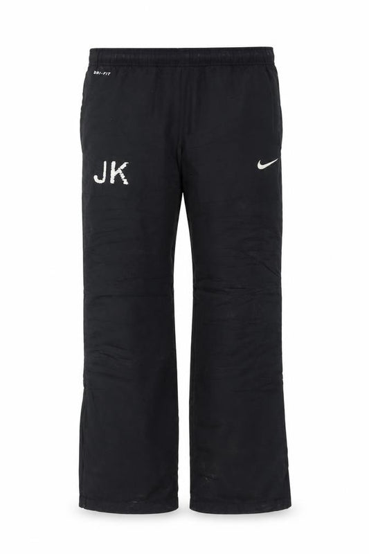 Front view of Nike Men's Black Dri-FIT Track Pants S Quick Dry Sportswear