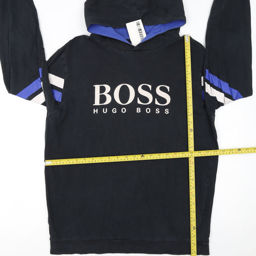 Hugo Boss Men’s Black XL Pullover Hoodie with Logo & Stripe Detail