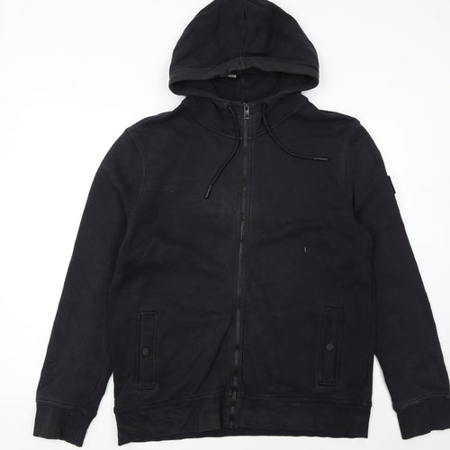 Hugo Boss Men's Black Full Zip Hoodie Size L Cotton Blend