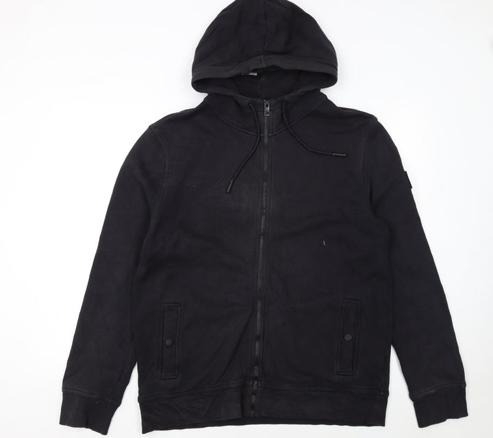 Hugo Boss Men's Black Full Zip Hoodie Size L Cotton Blend