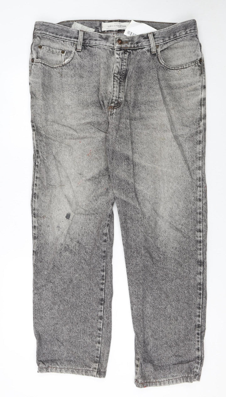 Lee Cooper Men's Grey Acid Wash Straight Jeans W40 L34