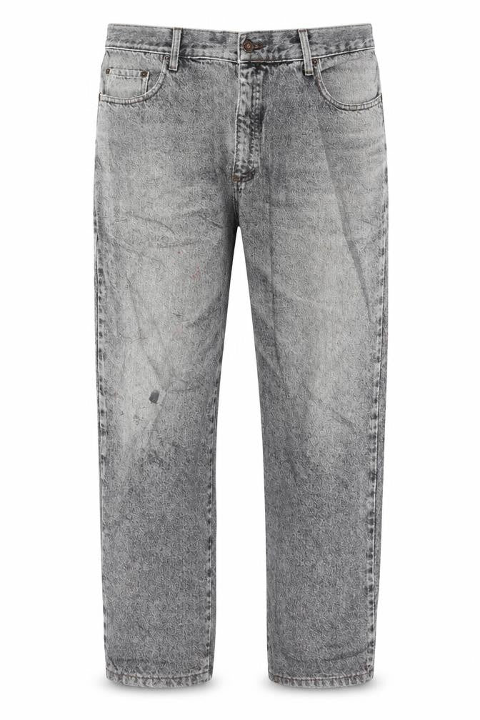 Lee Cooper Men's Grey Acid Wash Straight Jeans W40 L34