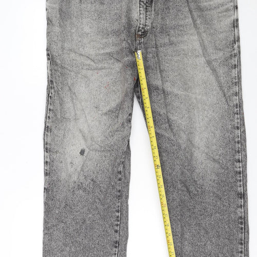 Lee Cooper Men's Grey Acid Wash Straight Jeans W40 L34