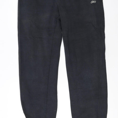 Reebok Men Black Jogger Trousers L Regular Fit Elastic Waist
