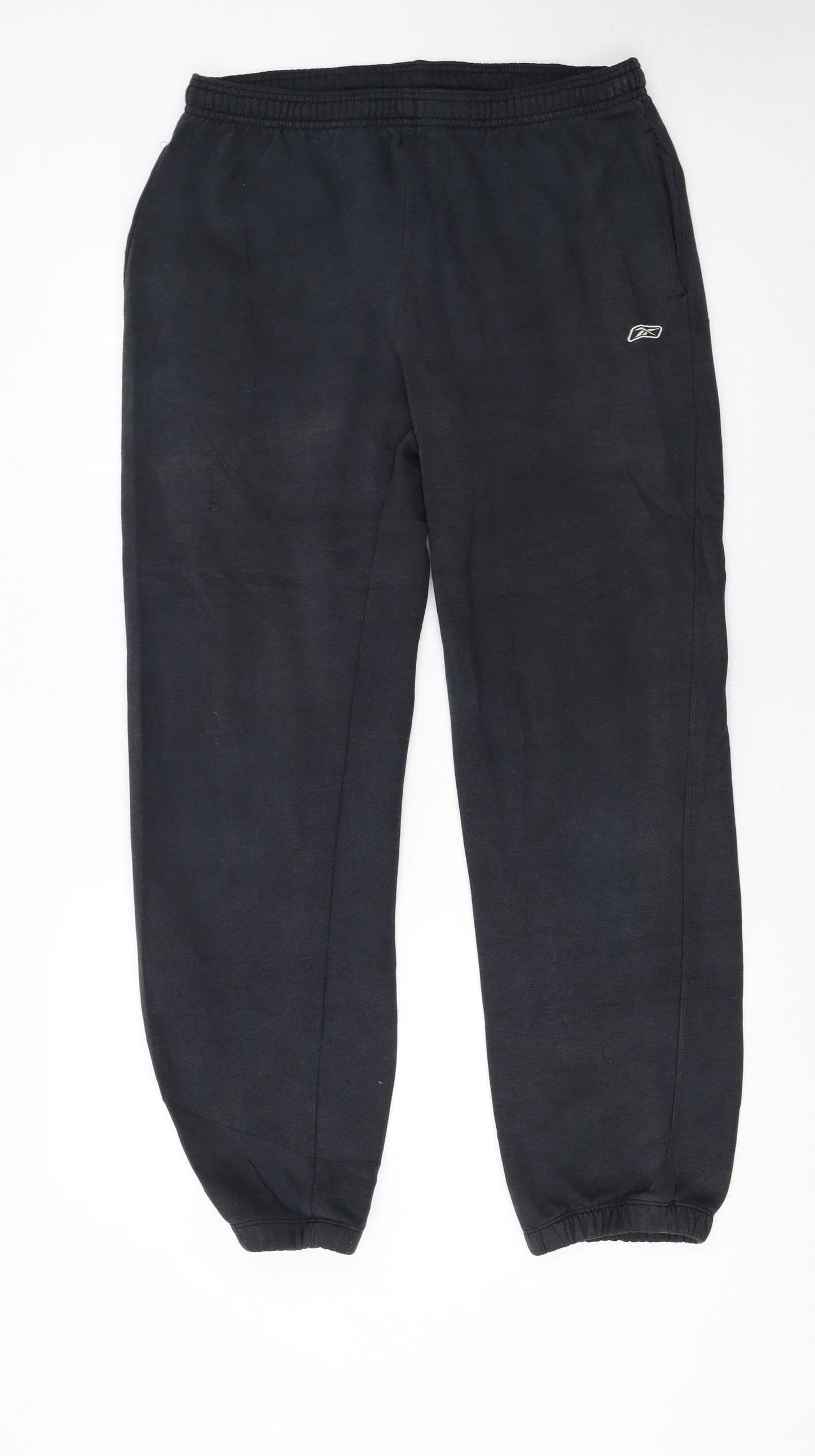 Reebok Men Black Jogger Trousers L Regular Fit Elastic Waist