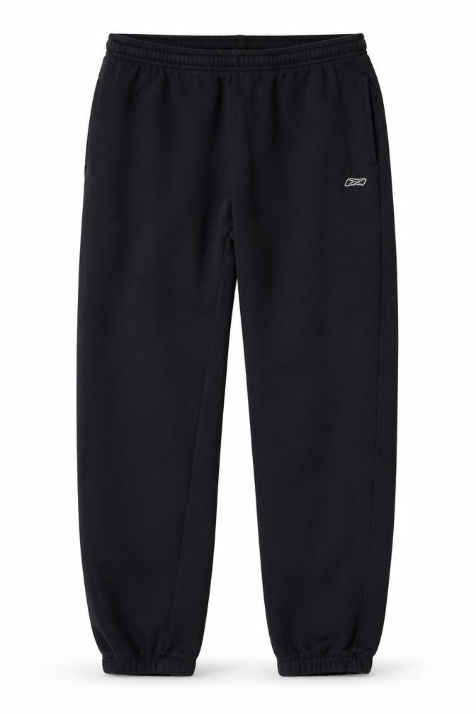 Front view of Reebok Men Black Jogger Trousers L Regular Fit Elastic Waist